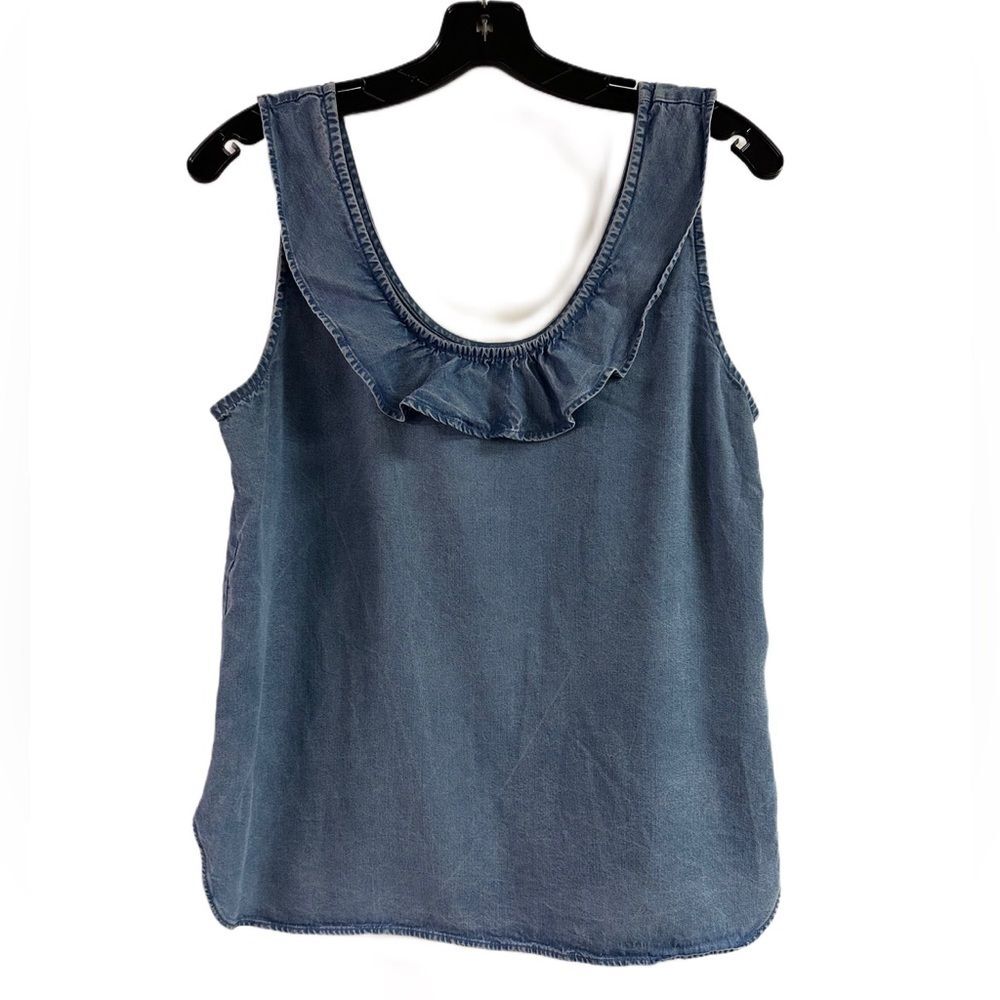 Gap Blue Lyocell Ruffle Sleeveless Top Size M